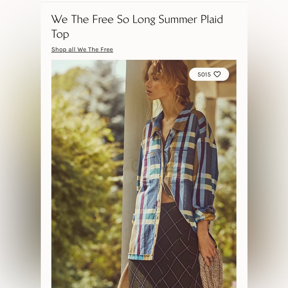 New without tags. Free People XL so long summer flannel. Blue and brown combo